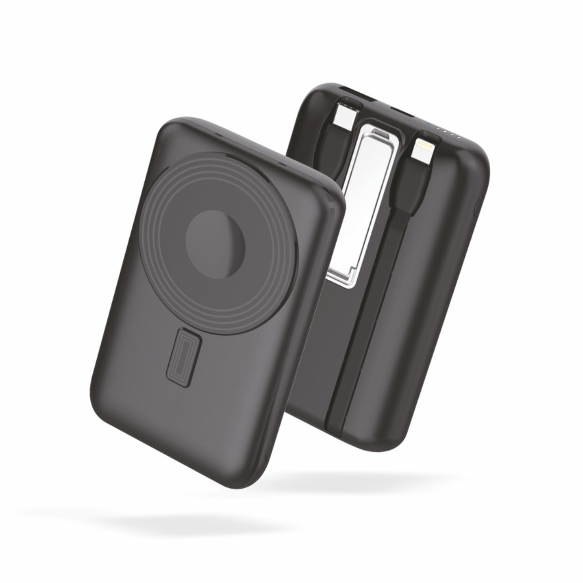 Pocket Link 10000mAh Power Bank with 15W Wireless Charging, Built-in Type-C  Lightning Cable, PD20W Fast Charging, Compact Pocket-Size Portable