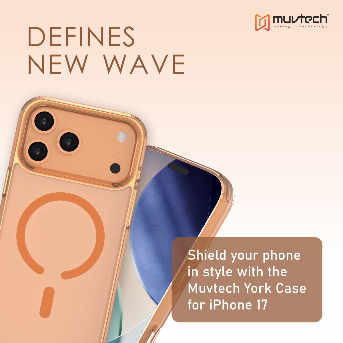 Muvtech York Case for iPhone 17 Series Protective Case with Camera Protection Bump