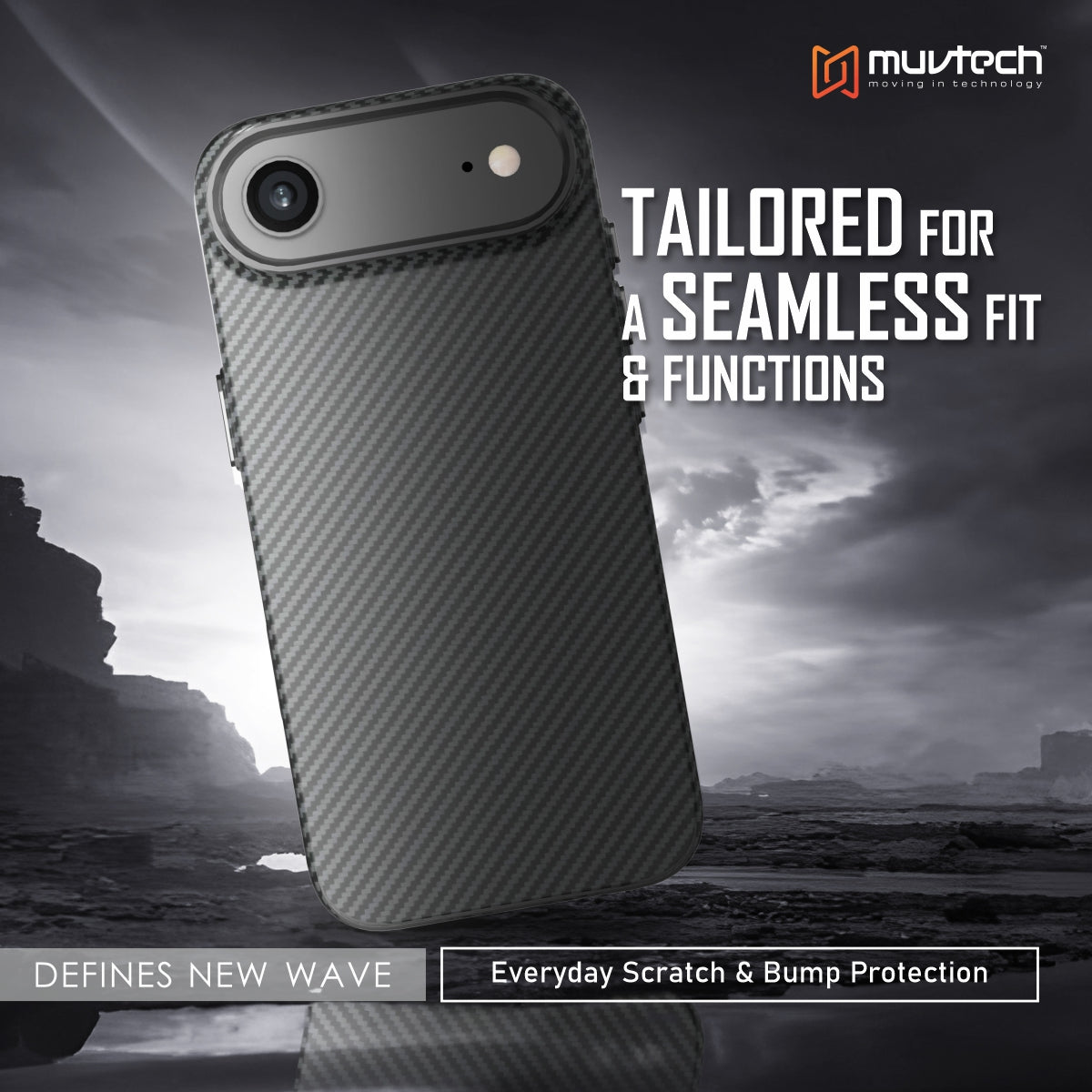 Muvtech Slim Case for iPhone 17 Series, 1.5mm PC Slim Case with Metal Camera Ring and Metal Buttons