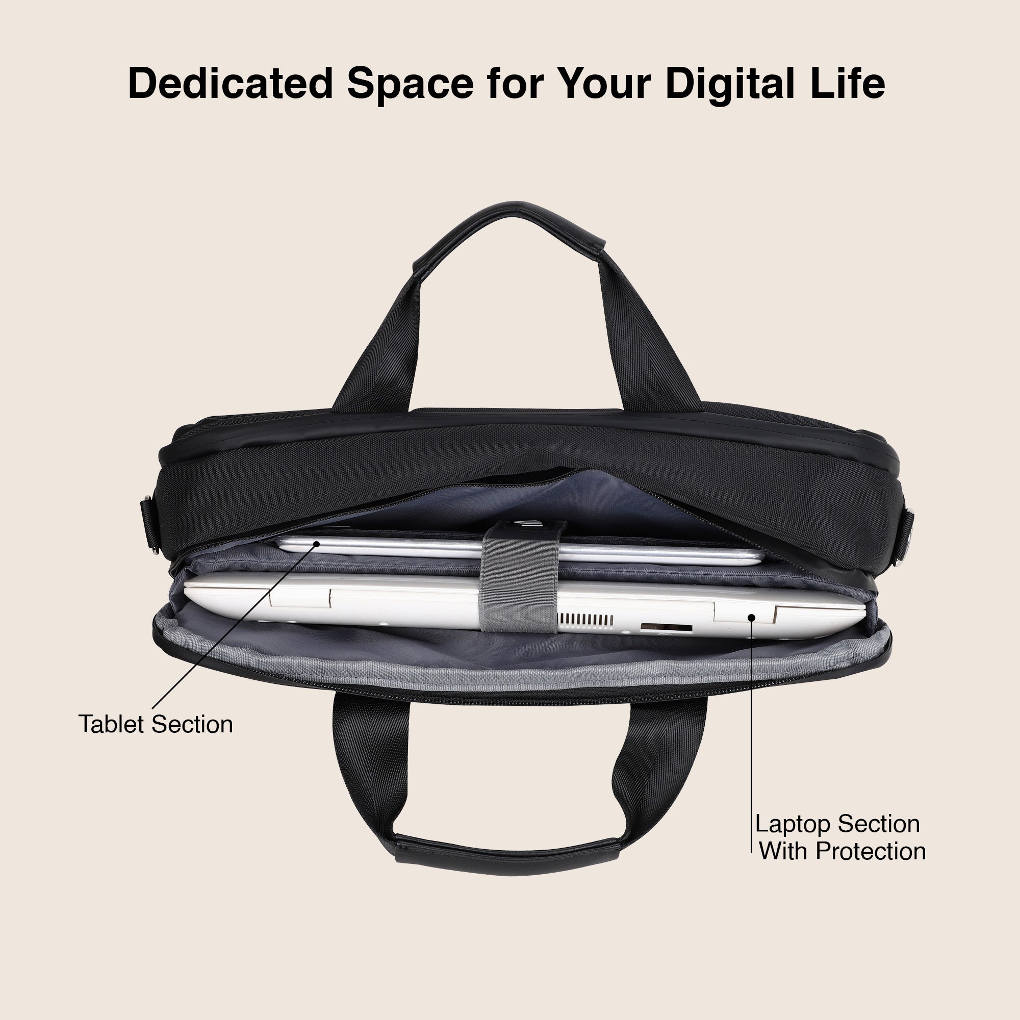Zurich Brief Case Nylon Laptop Bag – Water-Repellent, Multi-pocket Design with Waterproof Zipper & Strong Handle (Ideal for Executive One-Day Travel)