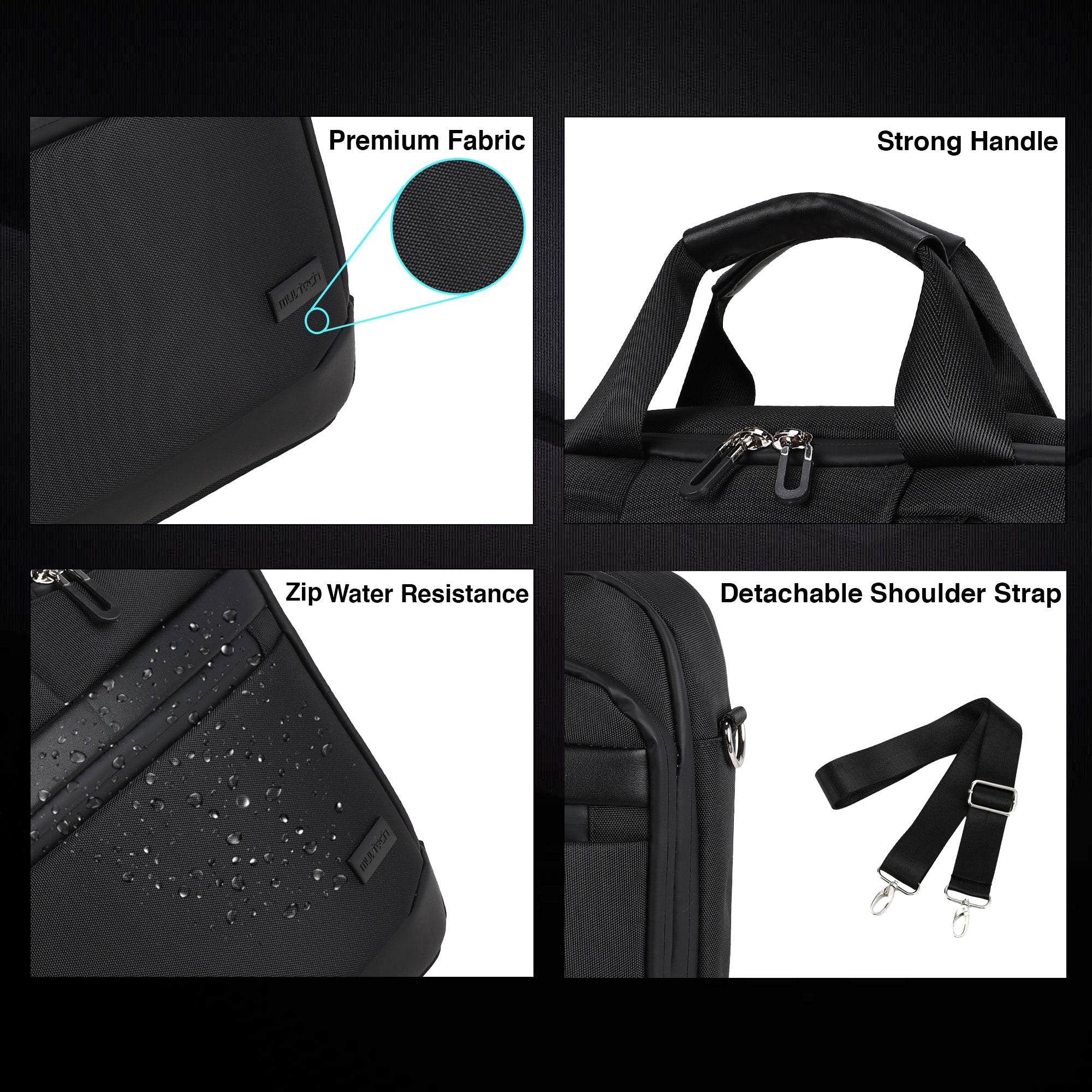 Zurich Brief Case Nylon Laptop Bag – Water-Repellent, Multi-pocket Design with Waterproof Zipper & Strong Handle (Ideal for Executive One-Day Travel)