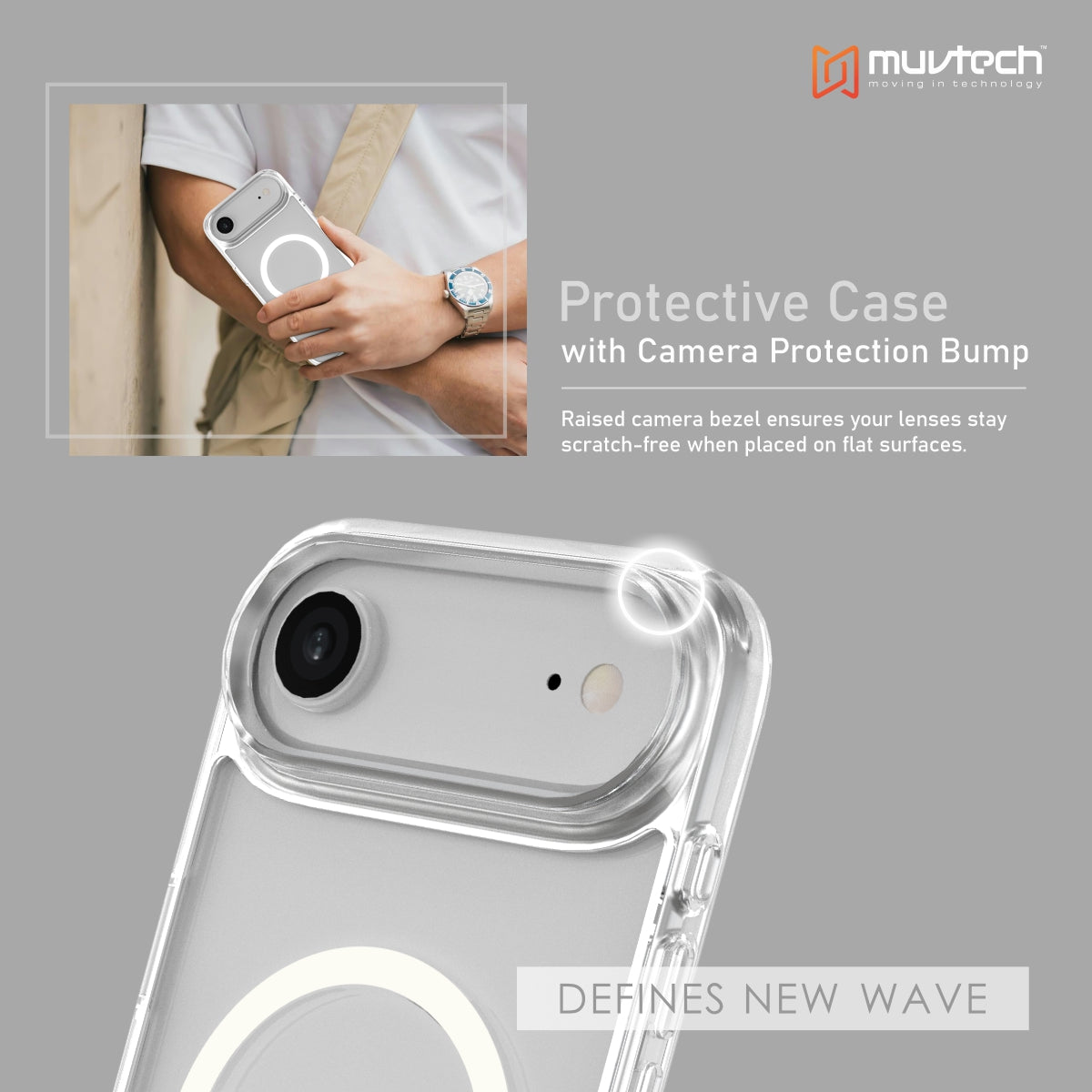 Muvtech York Case for iPhone 17 Series Protective Case with Camera Protection Bump