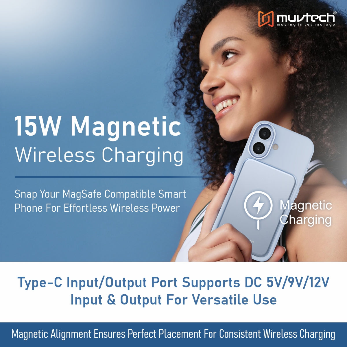 Pocket 5000mAh Power Bank | 15W Mag-Safe Wireless Charging | 20W Wired Fast Charging | Compatible with iPhone, Samsung, Android, and Wireless Devices