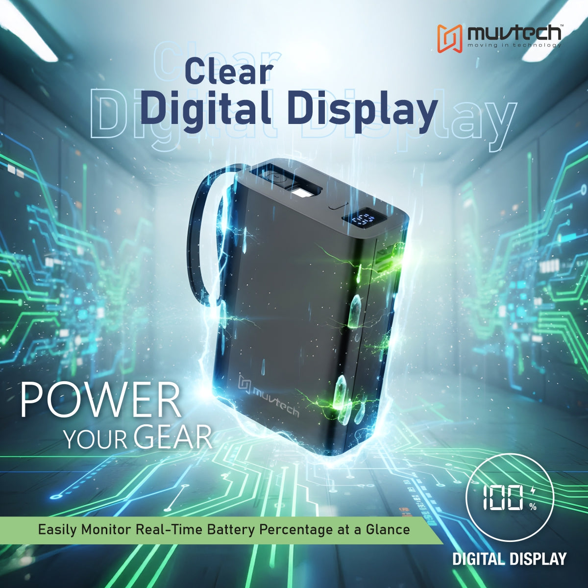 Nano Tank 20000mAh Power Bank with 22.5W Fast Charging, Dual Built-in Cables, Multiple USB Ports, Digital Display, Heavy-Duty High-Capacity Portable Charger