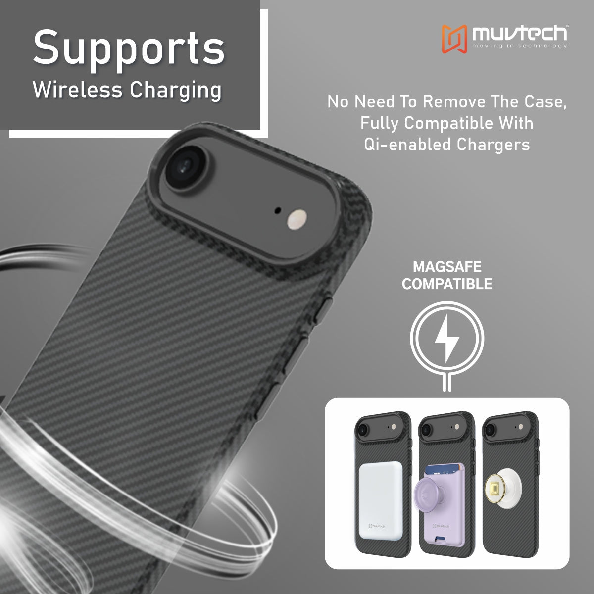 Muvtech Slim Case for iPhone 17 Series, 1.5mm PC Slim Case with Metal Camera Ring and Metal Buttons