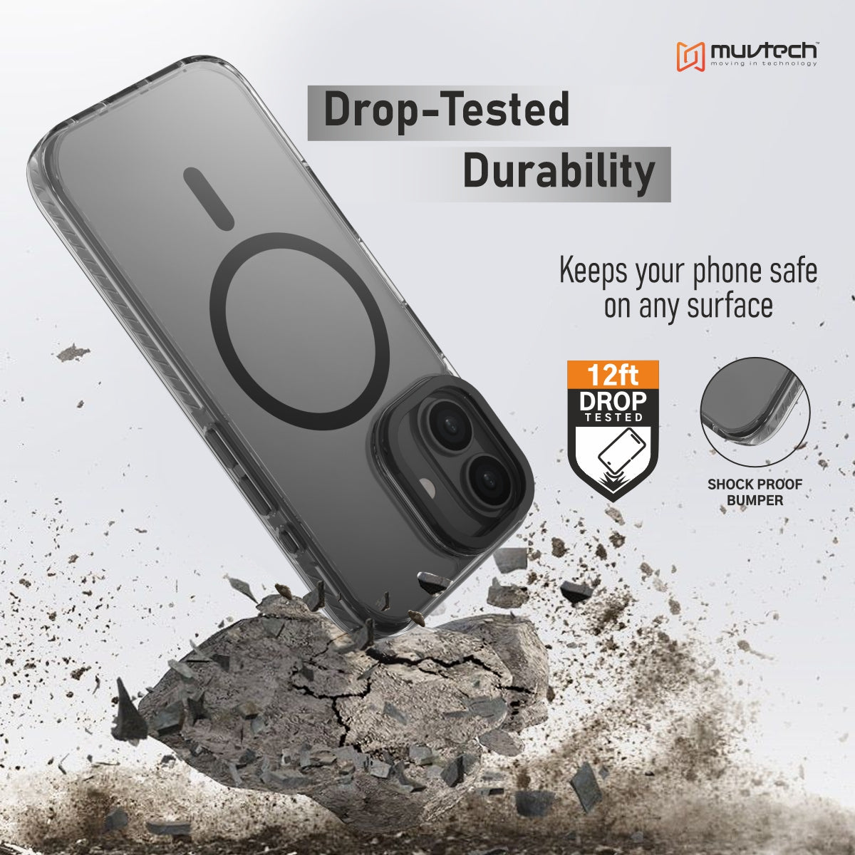 Troy Case for iPhone 17 Protective Case with Metal Camera Ring and Buttons