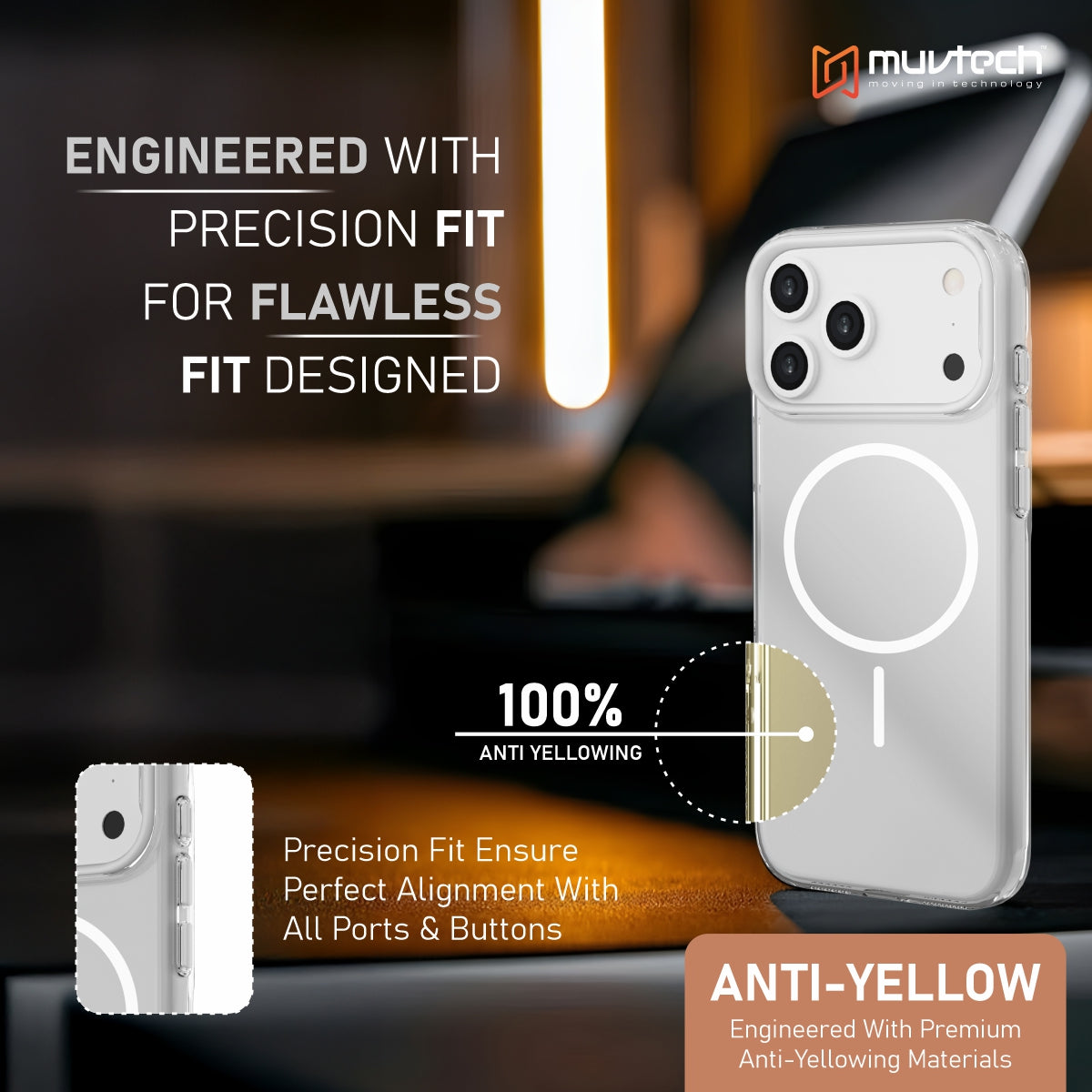 Crystal Halo Case for iPhone 17 Pro / Pro Max Slim Case with Camera Protection Bump, Anti-Yellow Case