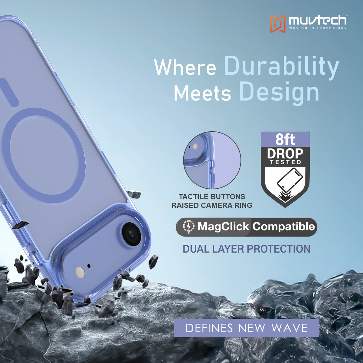 Muvtech York Case for iPhone 17 Series Protective Case with Camera Protection Bump