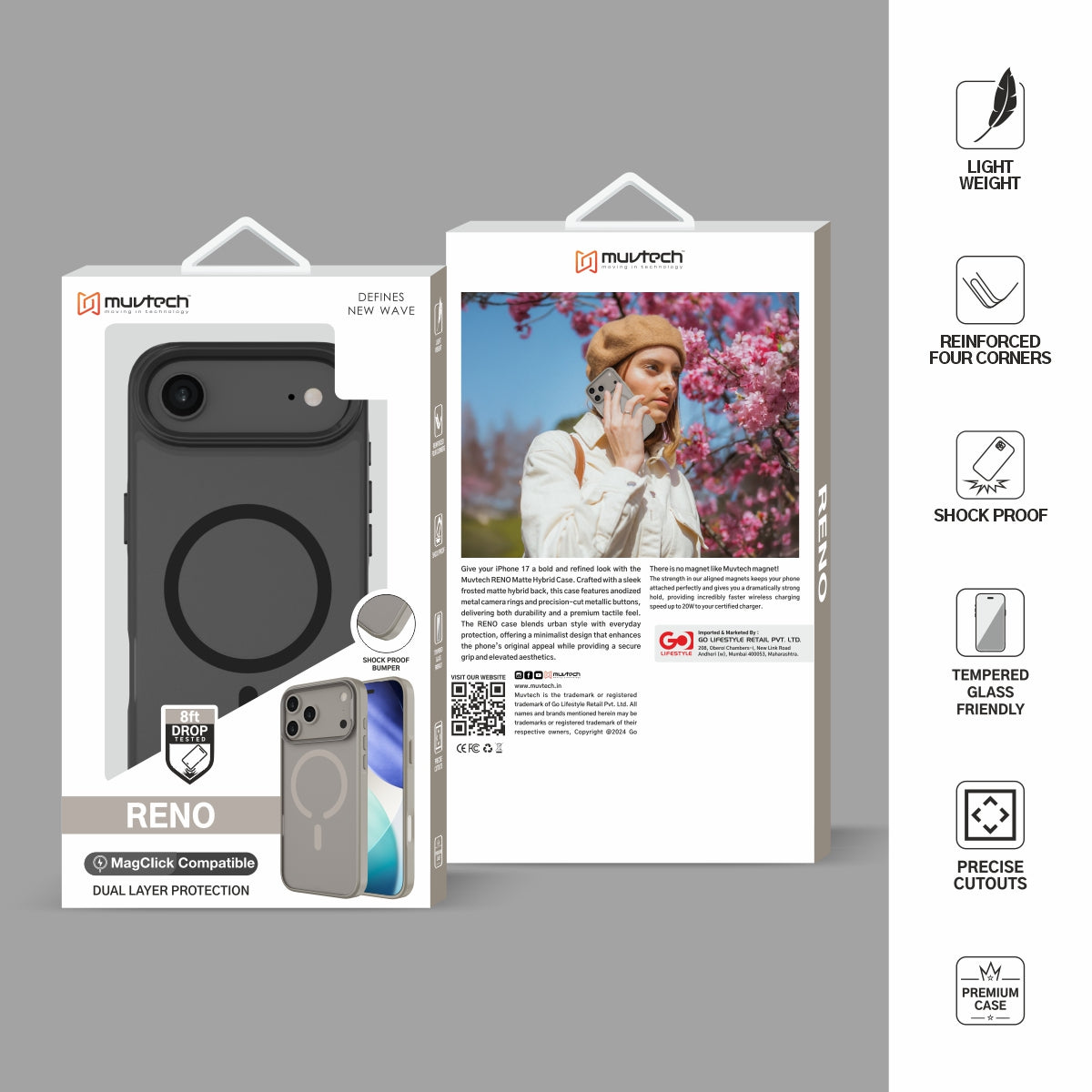 Reno Case for iPhone 17 Air Protective Case with Metal Camera Protection Bump