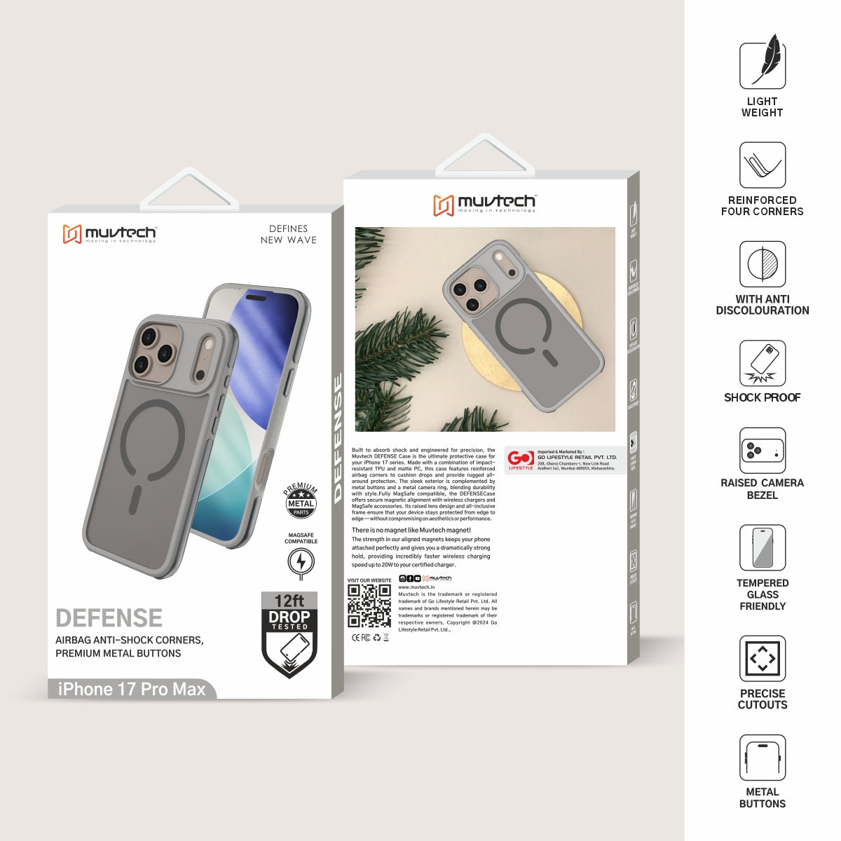 Defense Case for iPhone 17 Pro/Pro Max Anti-shock Case with Airbags on all Corners For Ultimate Protection