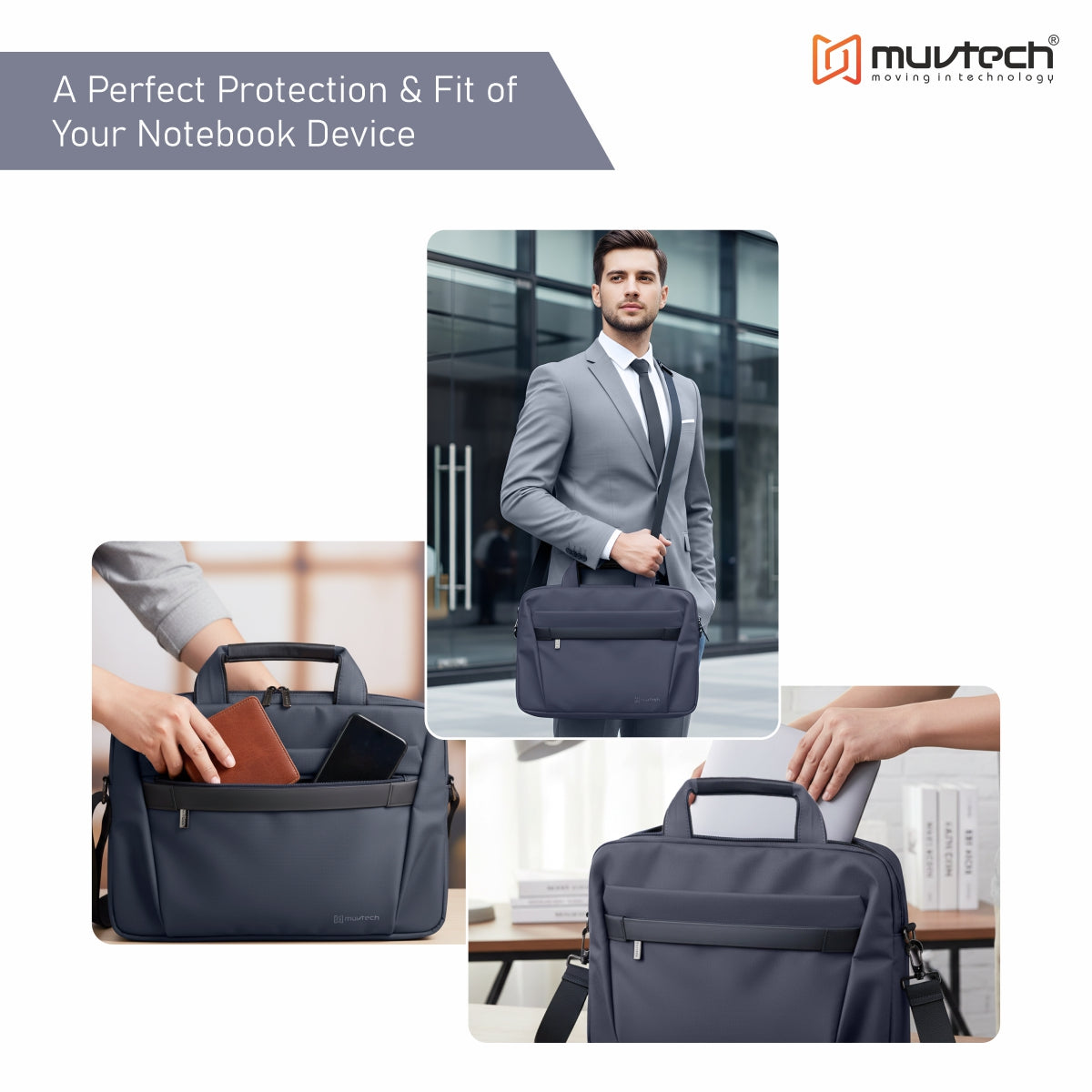 Muvtech Ruvo Premium Laptop Bag – Stylish & Protective Bag for Laptops Up to 14 inches