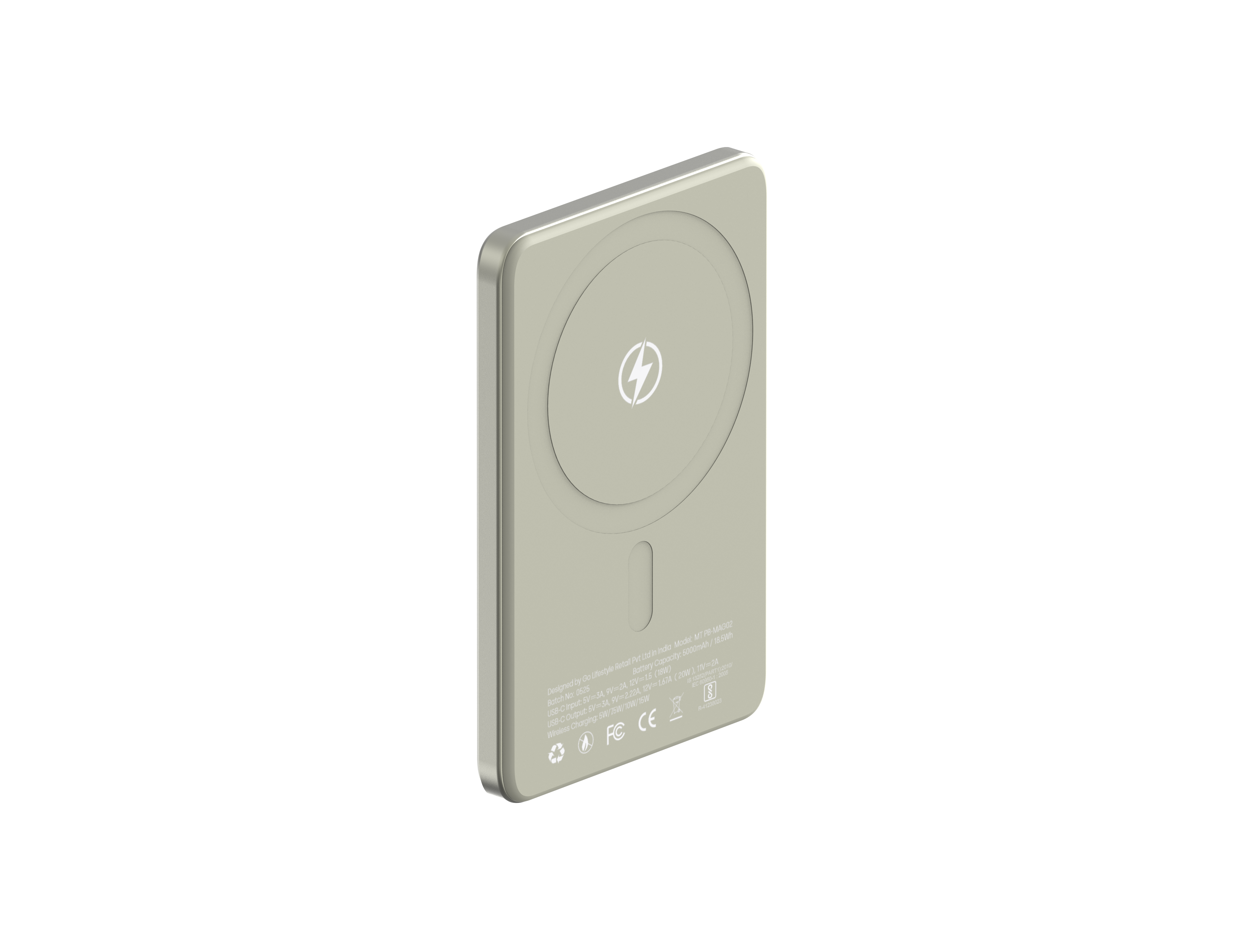 Muvtech AEROSLIM 5000mAh Ultra-Slim Magnetic Wireless Power Bank | 15W MagSafe Compatible | PD 35W USB-C Fast Charging | Flight Friendly | Pocket-Sized | Type-C In/Out (Titanium)