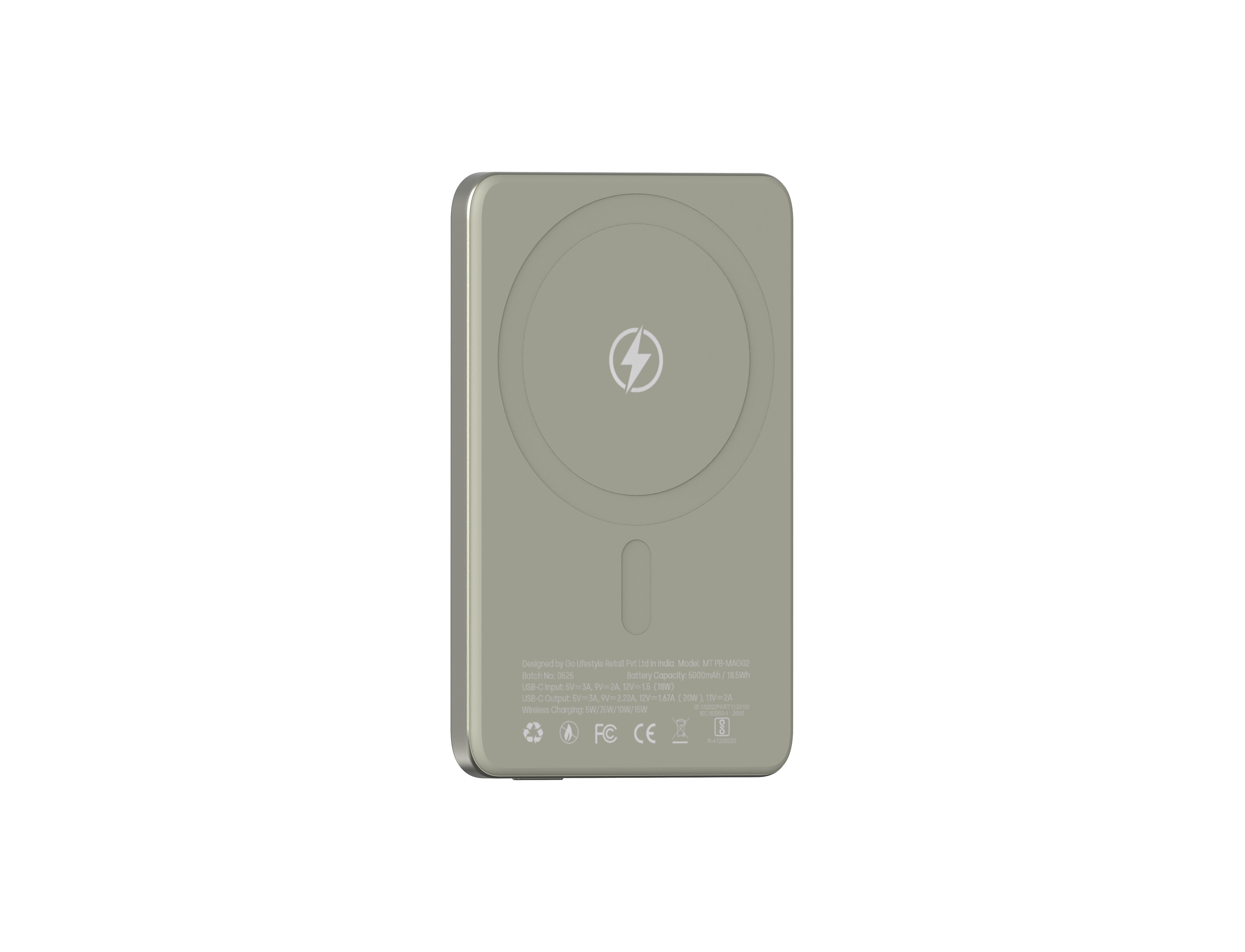 Muvtech AEROSLIM 5000mAh Ultra-Slim Magnetic Wireless Power Bank | 15W MagSafe Compatible | PD 35W USB-C Fast Charging | Flight Friendly | Pocket-Sized | Type-C In/Out (Titanium)