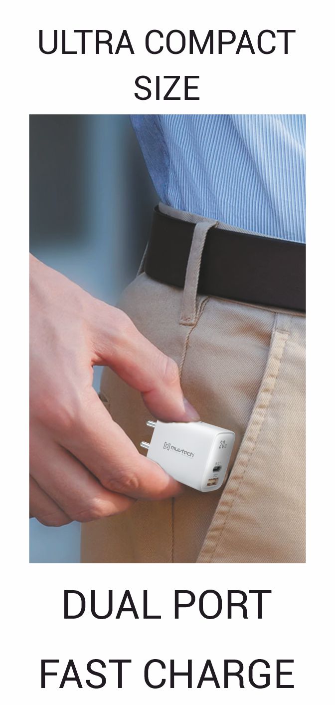 20W Dual Port USB & Type-C Mobile Wall Charger – Fast Charging for All Your Devices