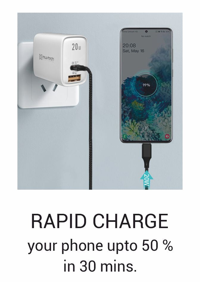 20W Dual Port USB & Type-C Mobile Wall Charger – Fast Charging for All Your Devices