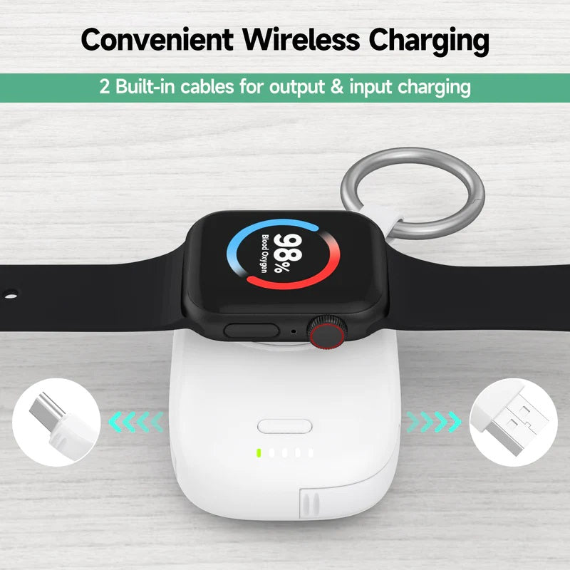 JUICE Watch 1200mAh Portable Power Bank Apple iWatch Charger | Magnetic Wireless Charger with High-Speed Charging & LED Indicator Lights