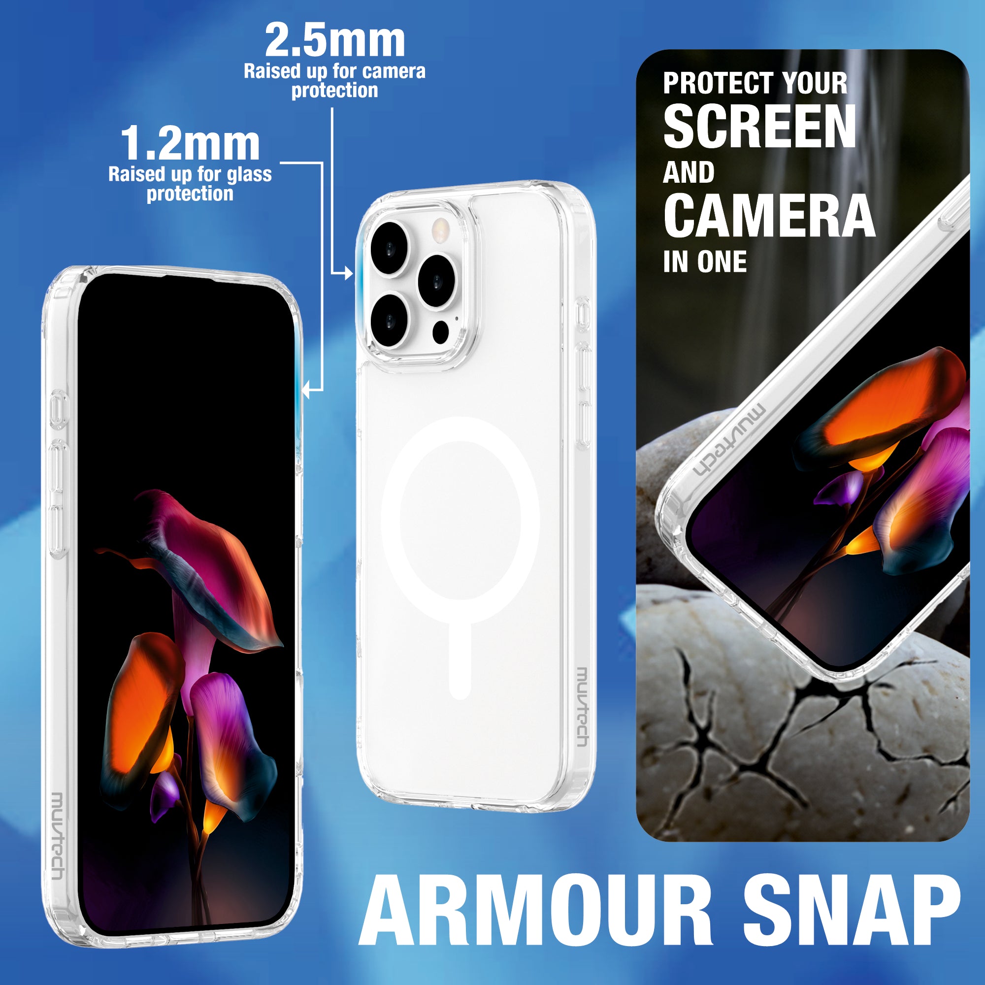 Armour SNAP Mag-safe Compatible  Clear Case For iPhone 16 Series