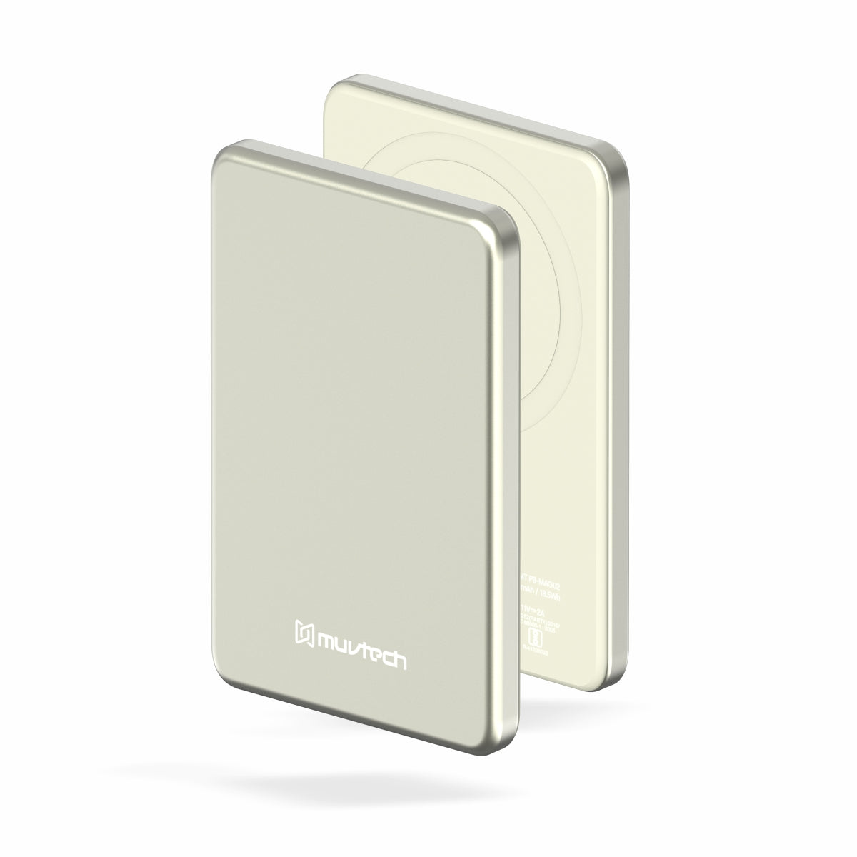 Muvtech AEROSLIM 5000mAh Ultra-Slim Magnetic Wireless Power Bank | 15W MagSafe Compatible | PD 35W USB-C Fast Charging | Flight Friendly | Pocket-Sized | Type-C In/Out (Titanium)
