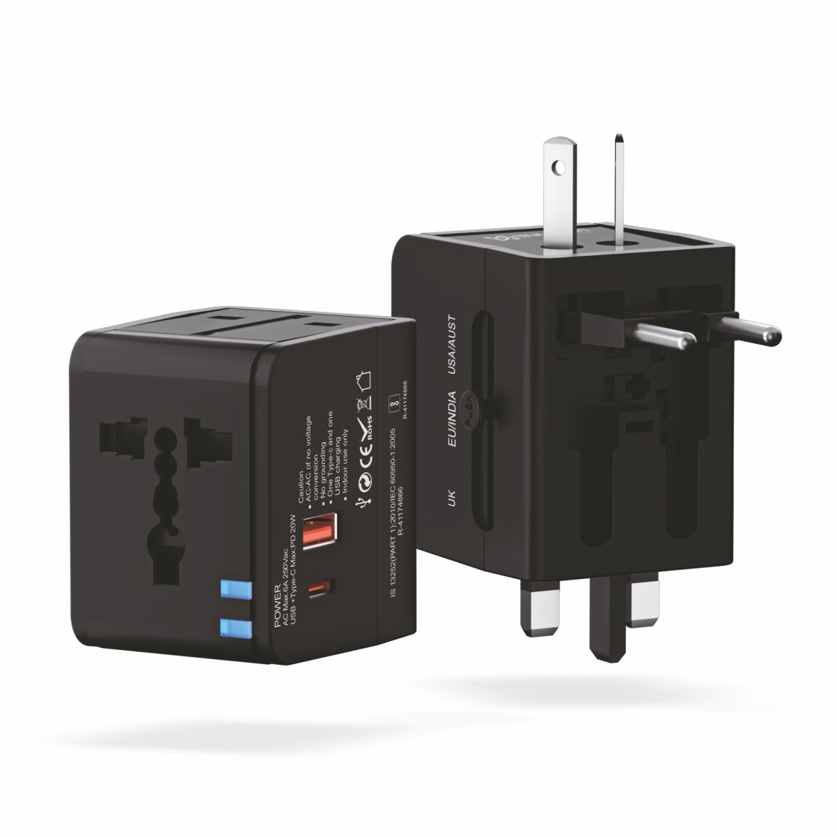 World Travel Adapter, Universal World Charger with Fast Charging & Multiple Plug Options.