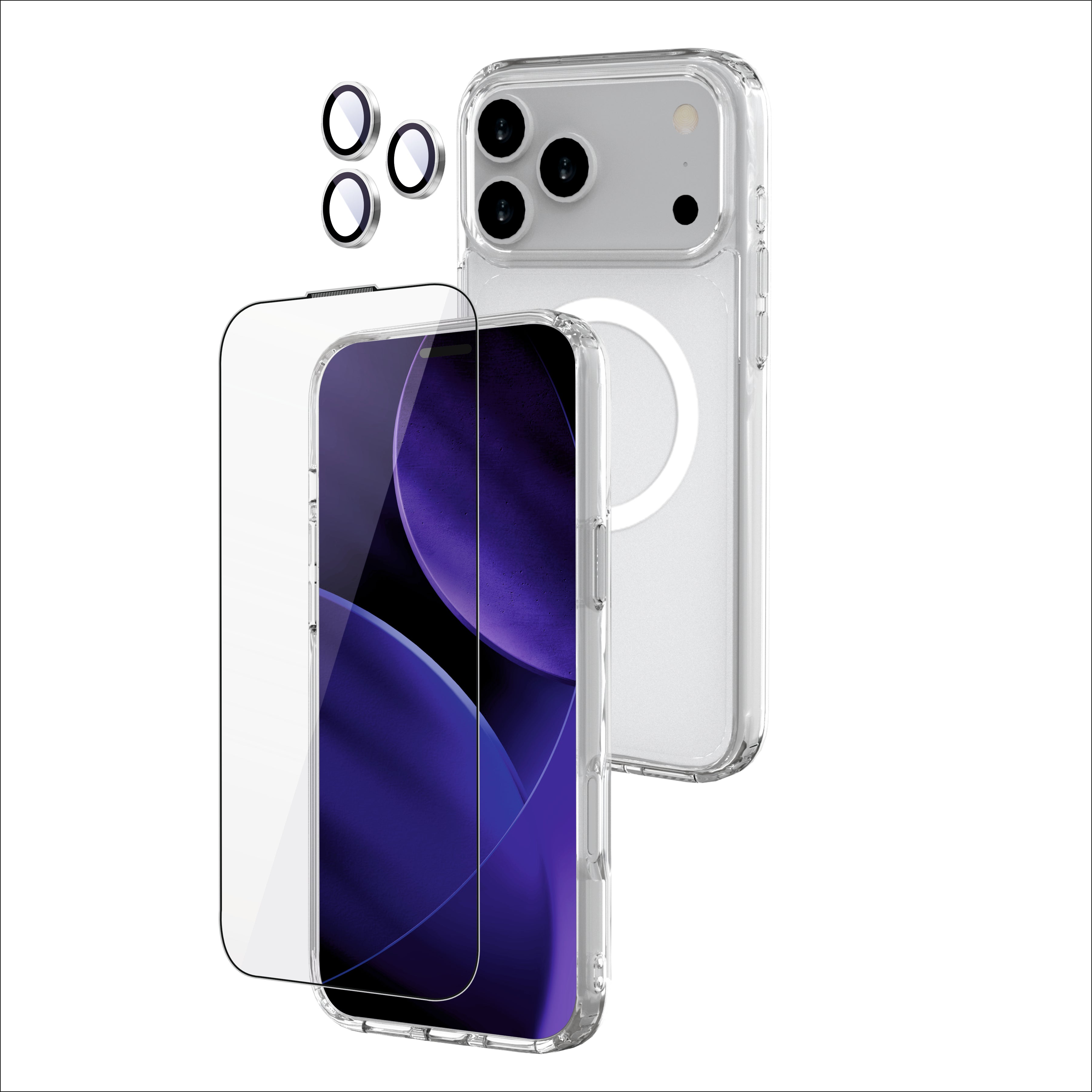 Armour Combo Kit (3 in 1) – 360° Full Protection Case with 9H Tempered Glass & Camera lens | MagSafe Compatible | Designed for iPhone 17 Pro/Pro Max