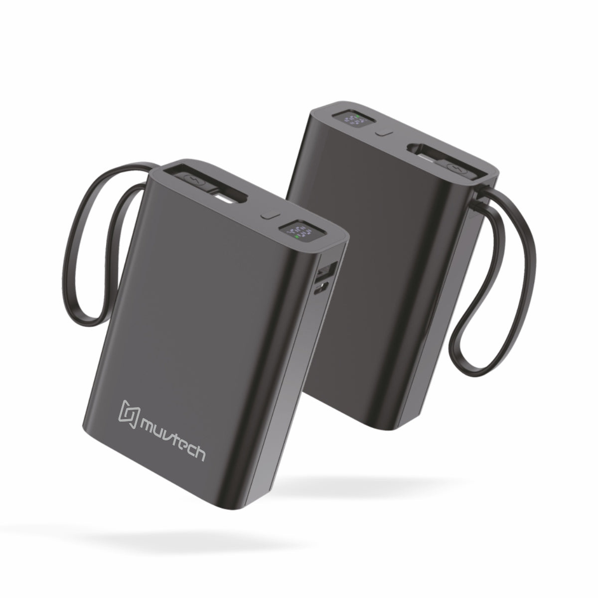 Nano Tank 20000mAh Power Bank with 22.5W Fast Charging, Dual Built-in Cables, Multiple USB Ports, Digital Display, Heavy-Duty High-Capacity Portable Charger