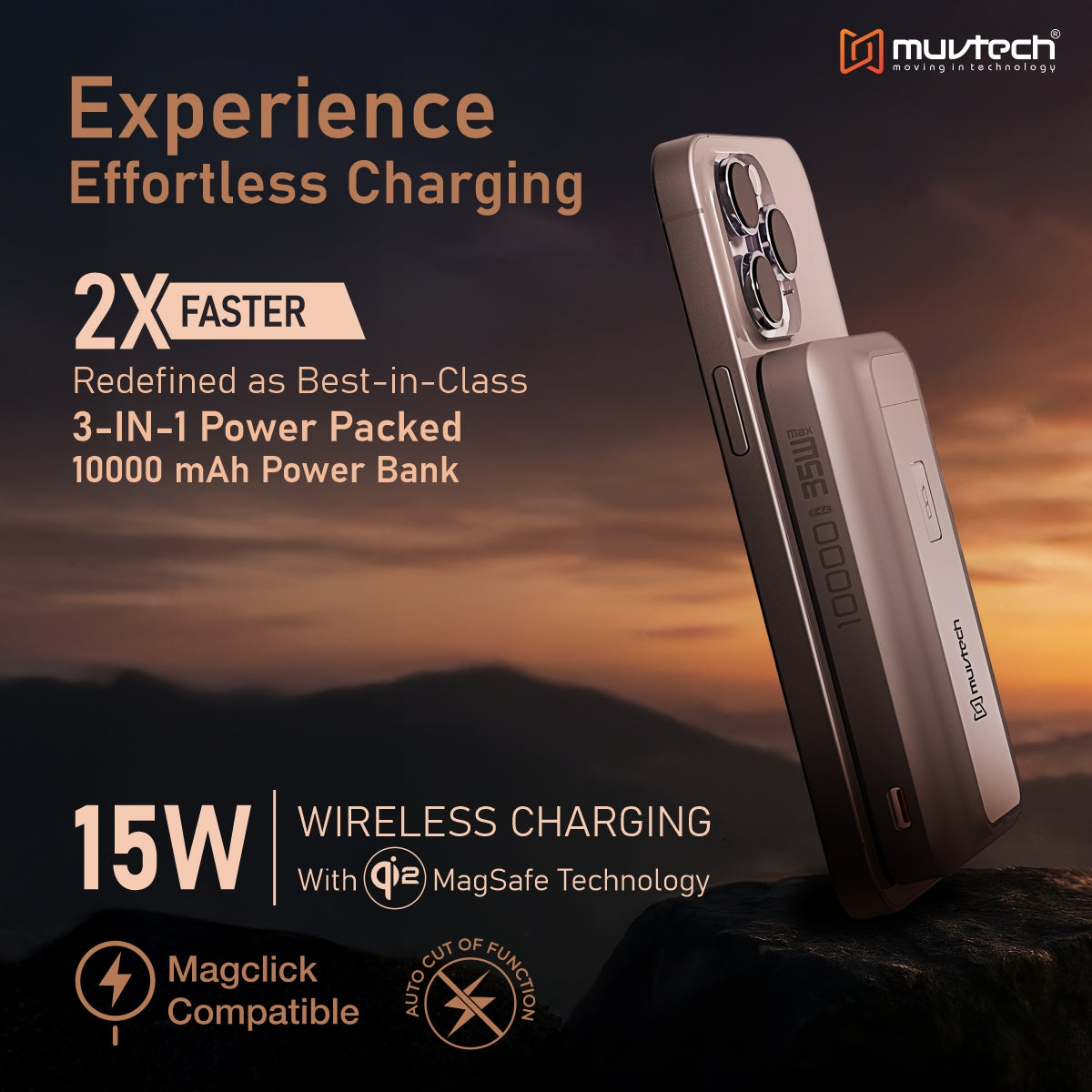 Qi2 TURBOBRIC 10000mAh Magnetic Wireless Power Bank | 35W PD Fast Charging | Type-C in/Out | Compatible with MagSafe | Kickstand | Watch Charging Output | Compact & Travel-Friendly (Black)