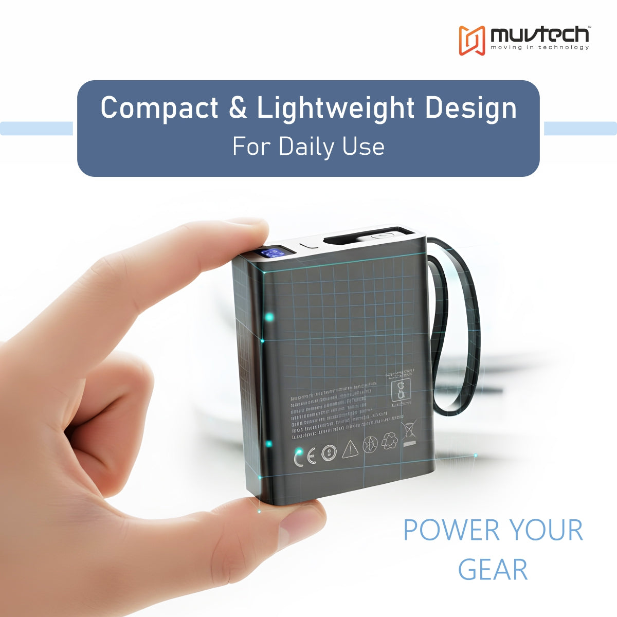 Mini Tank 10000mAh Power Bank with 22.5W Fast Charging, Dual Built-in Cables, USB-A & USB-C Ports, Digital Display, Compact Travel-Friendly Charger