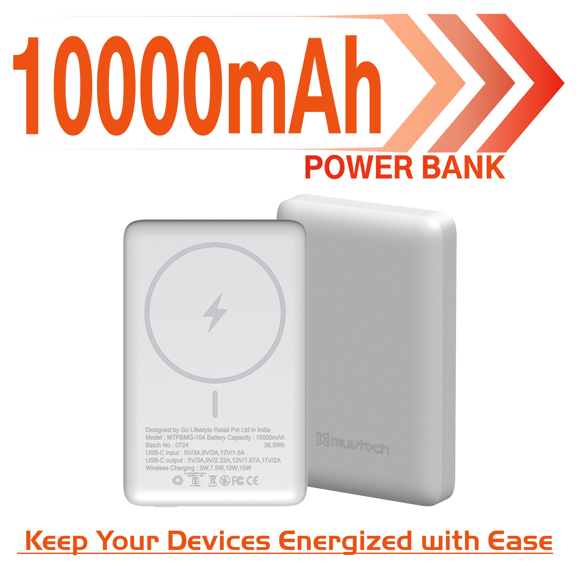 Pocket 5000mAh Power Bank | 15W Mag-Safe Wireless Charging | 20W Wired Fast Charging | Compatible with iPhone, Samsung, Android, and Wireless Devices