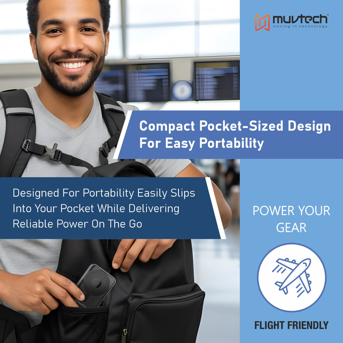 Pocket Link 10000mAh Power Bank with 15W Wireless Charging, Built-in Type-C & Lightning Cable, PD20W Fast Charging, Compact Pocket-Size Portable Charger - Black
