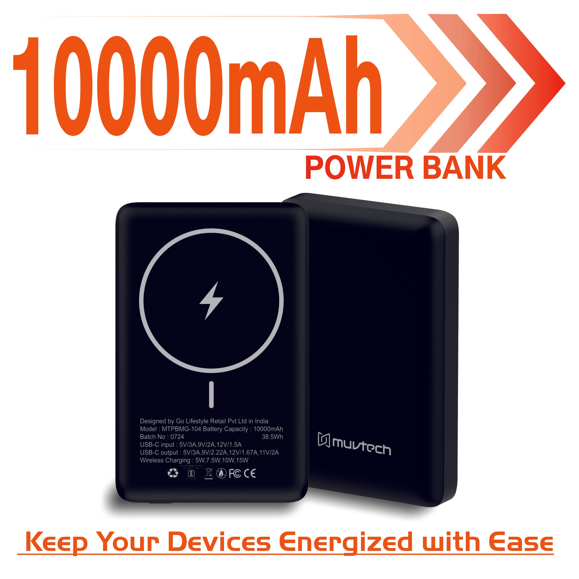 Pocket 5000mAh Power Bank | 15W Mag-Safe Wireless Charging | 20W Wired Fast Charging | Compatible with iPhone, Samsung, Android, and Wireless Devices
