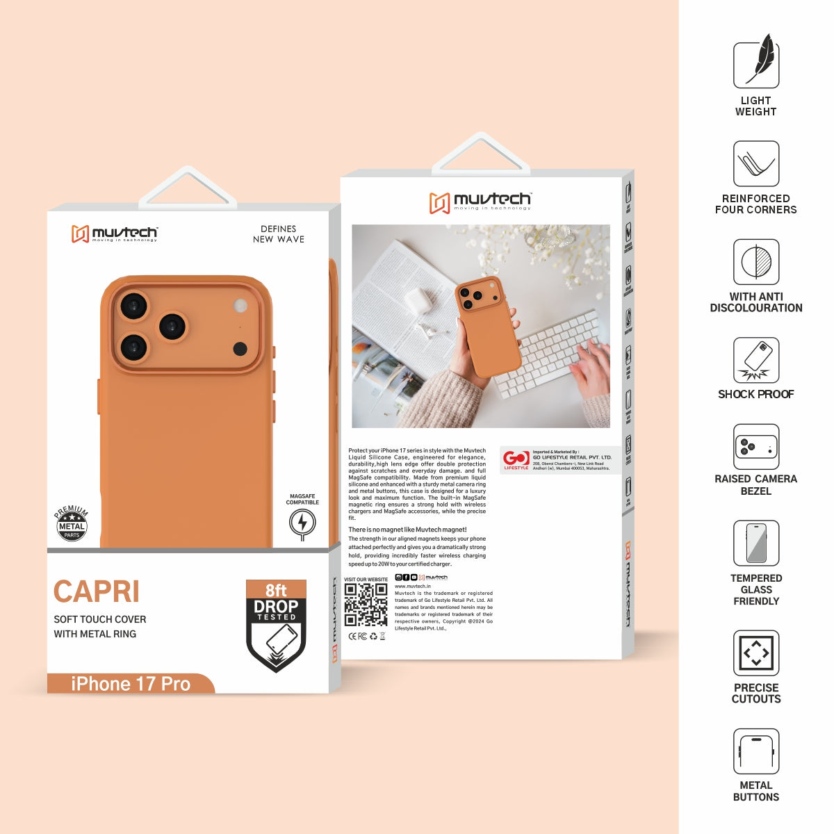 Capri Case for iPhone 17 Pro / Pro Max  Liquid Silicone Case with Metal Camera Ring and Buttons