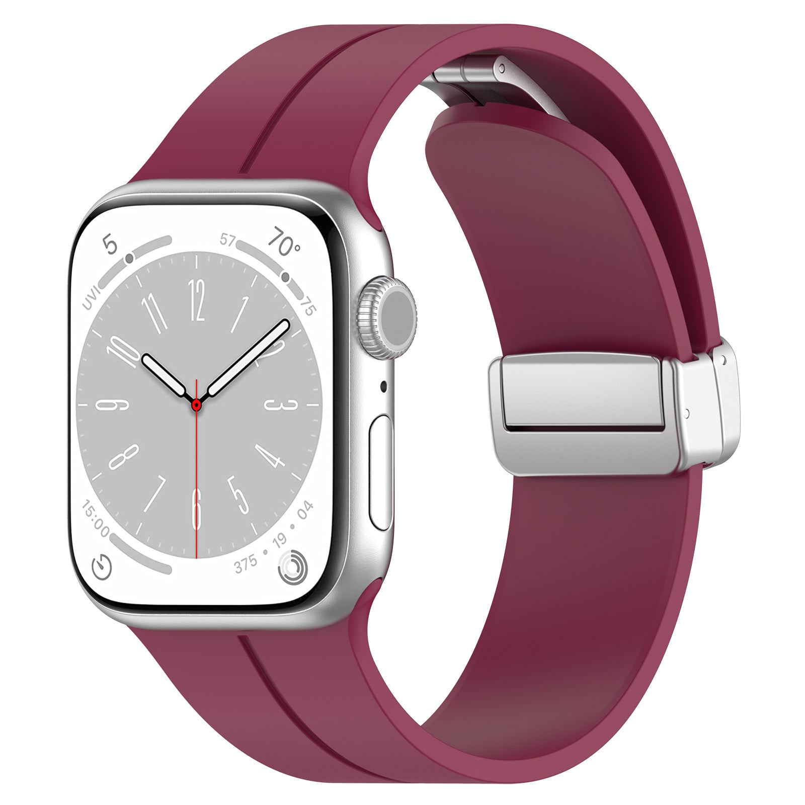 FLEXI SILICONE iWatch Strap Magnetic Buckle Strap for apple Watch 38/40/41/49/45/44/42mm Wine 30 to 41 MM