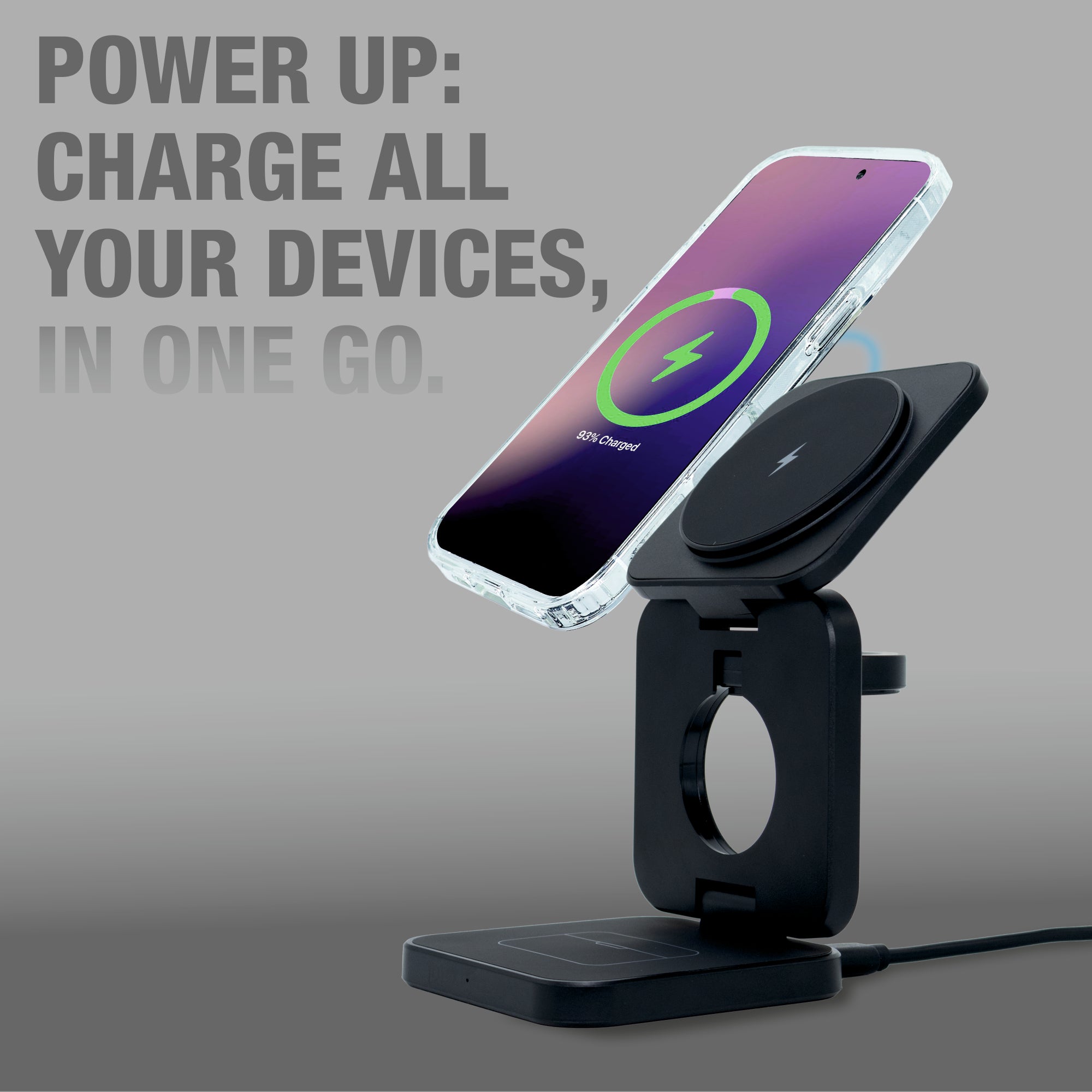 PRISM 3-in-1 Wireless Charger 15W Magnetic  Charging for iPhone, Airpod, iWatch & Magnetic Charging Support Devices