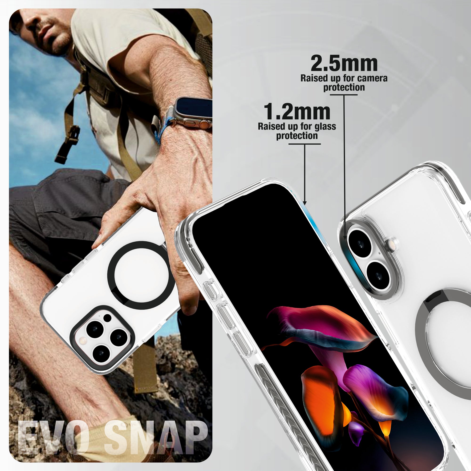 EVO SNAP Kickstand Mag-Safe Compatible Case for iPhone 16 Series - Free Tempered Glass Worth Rs. 1599!