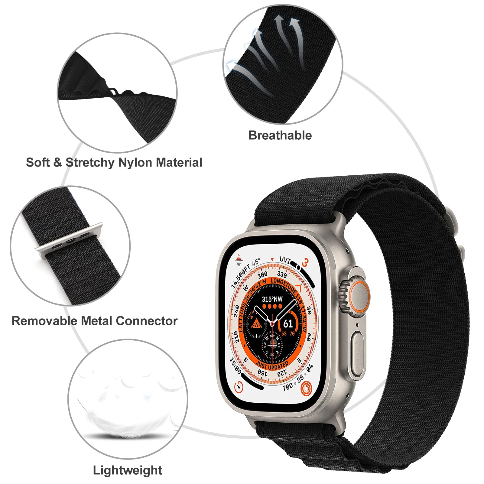 ACELOOP iWatch Sport Nylon Strap for apple Watch 49/45/44/42mm